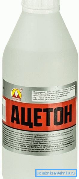 Acetonflaska för avfettning