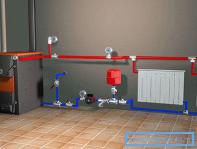 Effektiv uppvärmning av ett hus med en bränslepanna och dubbelrörsmatning.