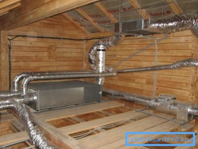 Foto av ventilationssystemet på vinden. Foto av ventilationssystemet på vinden.