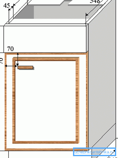 Grafisk ritning av den enklaste modellen som visar alla dimensioner och dimensioner på sätet för en viss typ av tvätt