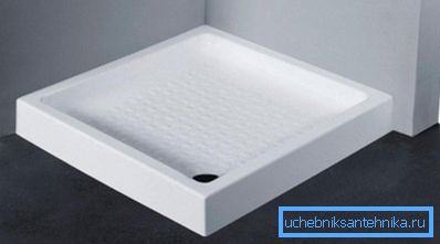 Kvadratisk bricka med medelhög djup från sanitetsfakta.