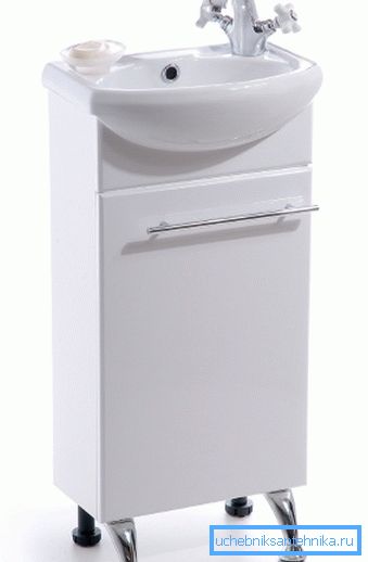Liten handfat med badkar för toalett.