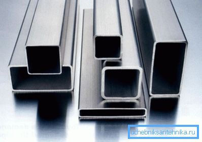Metallprofiler av olika konfigurationer (kvadrat, rektangel)