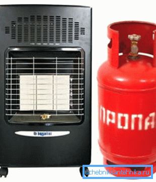 Bilden visar en enhet som fungerar från en gascylinder.