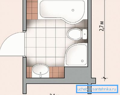 I ett litet område utan problem och placerade duschen och badet