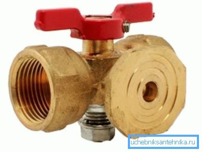Bilden visar en trevägsventil med styrfläns för manometer 11b38bk.