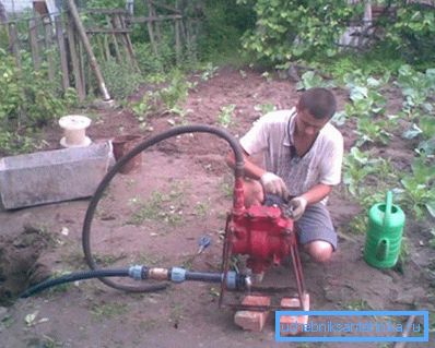 Blödning med handpump.
