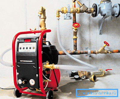 Spolning av värmesystemet med en speciell pump