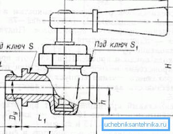 Schematisk ritning av en 10b9bk1 tsapkovy kran med direkt nedstigning Schematisk ritning av en 10b9bk1 tsapkovy kran med direkt nedstigning