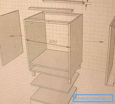 Curbstone under diskbänken i köket med egna händer - schema-ritning