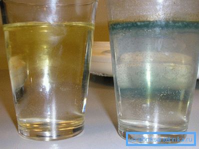 Som en följd av sedimentering kan en film eller sediment bildas, som i bilden Som en följd av sedimentering kan en film eller sediment bildas, som i bilden