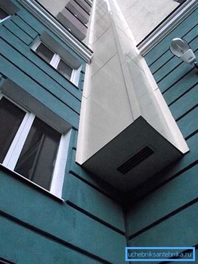 Ventilationslåda installerad utanför